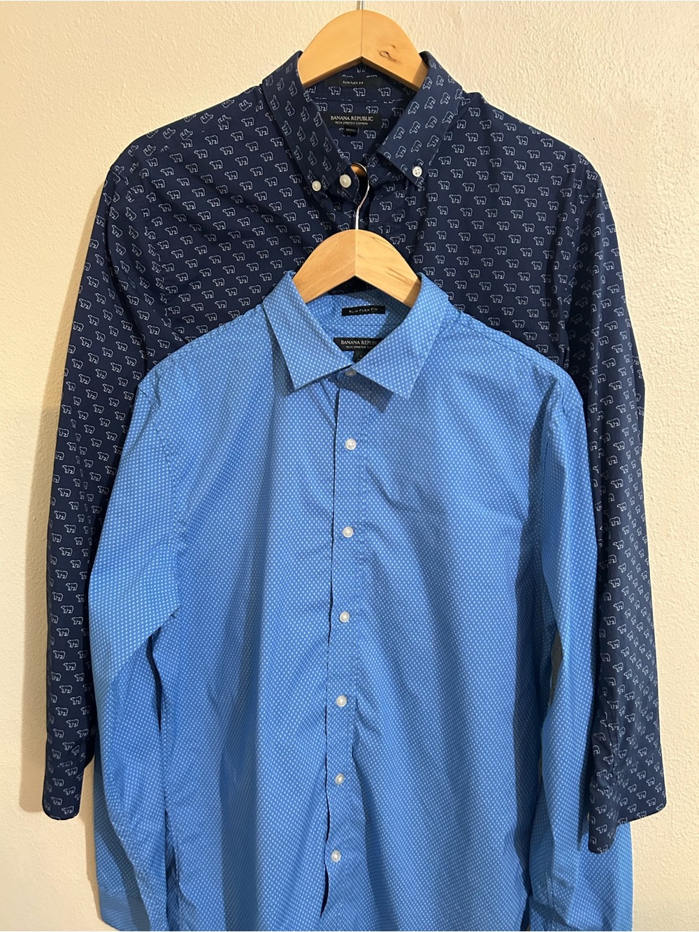 Banana Republic Men's Slim Flex Fit Dress Shirt Tech Stretch Cotton Lot of 2